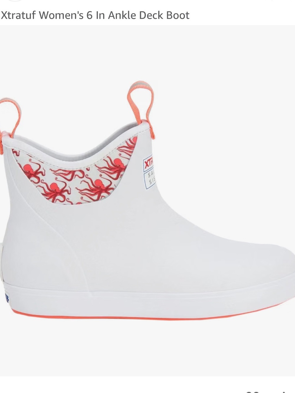 Xtratuf Kids White Rain Ankle Boot with Coral Accents